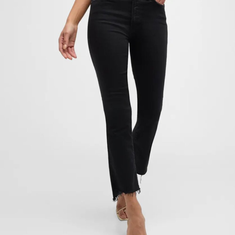 MOTHER "The Insider Crop Step Fray" Jeans Black Denim - 25